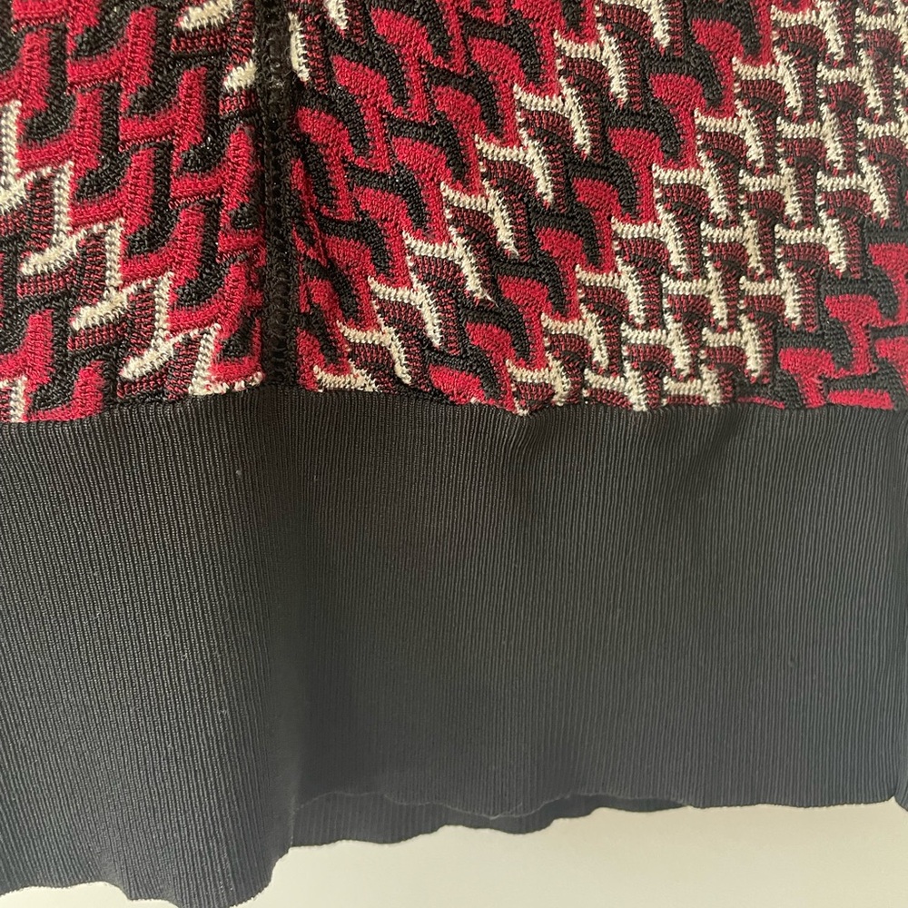 White House Black Market Red and Black Patterned Blouse - Picture 3 of 9